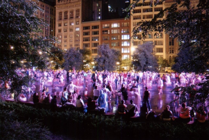 Crown Fountain at night