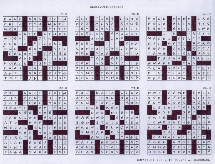 Crossword Answers 19.0 - 24.0