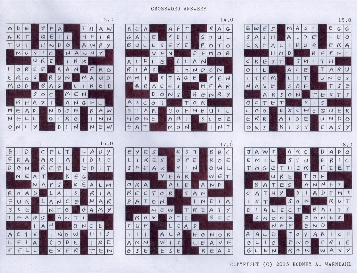 Crossword Answers 13.0 - 18.0